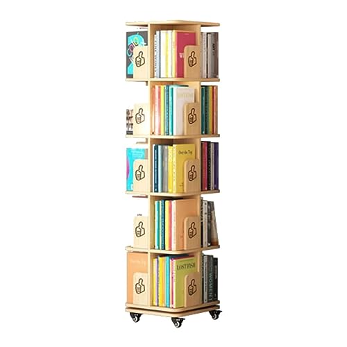 zuverlässiges Bücherregal, um 360° drehbares Bücherregal, großes Massivholz-Bücherregal, platzsparendes Bücherregal, zu Hause, offen mit Lünette-Design, Regal, Bücherregal, sicher und stabil vision von OUZBEM