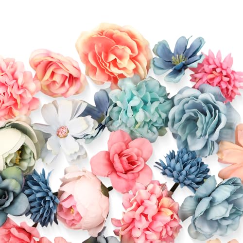 OUZHOU 40 Stück Künstliche Blumenköpfe Künstliche Blumen Mini Blütenköpfe Kunstblumen Blütenköpfe Rosen Kunstblumen Gefälschte RosenKöpfe für Hochzeit Home DIY Crafts Scrapbooking Deko von OUZHOU