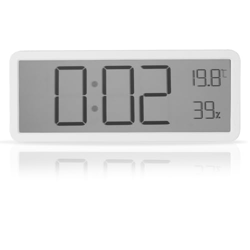 OUZHOU Digitale Wanduhr USB/Batteriebetrieben, Wanduhr Digitaluhr mit Großen Ziffern, Temperatur Luftfeuchtigkeit, Tischuhr Digitaluhr Wand für Wohnzimmer Schlafzimmer Büro Schule -Weiß von OUZHOU