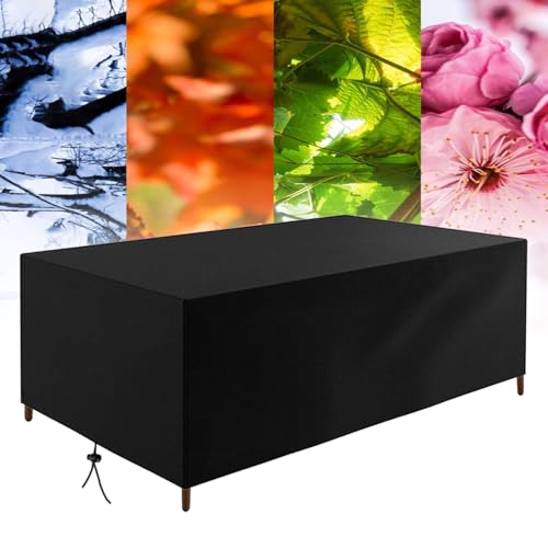 Abdeckung Für Gartenmöbel 140x76x76cm/LxWxH 420d Oxford Schutzhülle Rechteckig Outdoor-Gartentisch Abdeckung Für Tisch Und Stuhl Wasserdicht Winddicht Kälteschutz, UV-Schutz Und Regenschutz von OUZUIU