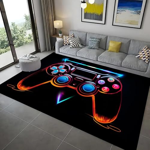 OUZUIU 3D rutschfest Teppich 150x200cm Kinder-Gaming weich atmungsaktiv Schlafzimmer Kurze Flusen Waschbar Teppiche für Jungen Schlafzimmer Wohnzimmer Vordertürmatte innen von OUZUIU