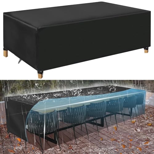 OUZUIU Abdeckhaube Gartenmöbel Abdeckungen, 200x50x50cm/LxWxH 420d Oxford Gewebe Für Gartenmöbel Rechteckig, Winddicht Staubdicht Anti-UV Plane Für Outdoor Gartentische, Terrassenmöbel von OUZUIU