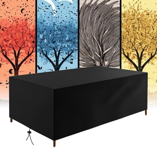 OUZUIU Abdeckhaube Gartenmöbel Winterfest Schneefest Staubdicht UV-Schutz Wasserdicht 280x115x75cm/LxWxH 420d Oxford Gewebe Schutzhülle Für Balkonmöbel Outdoor Sofa Tisch Sitzgruppe Rechteckig von OUZUIU