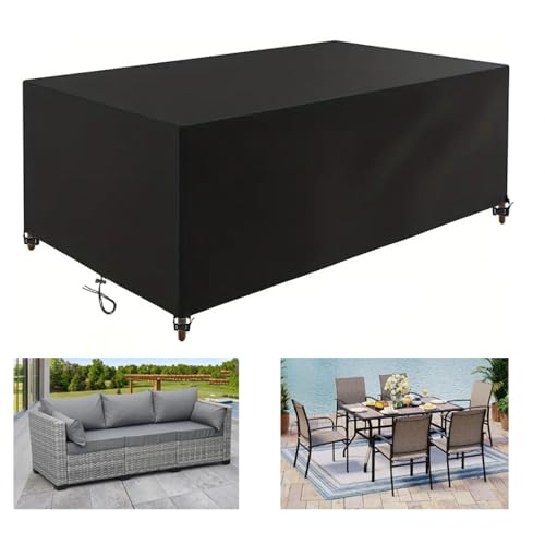 OUZUIU Abdeckung für Gartenmöbel Rechteckig Abdeckhaube Wasserdicht Staubdicht Anti-UV Schwarz 250x95x80cm/LxWxH 420D Oxford Gewebe Schutz vor Kälte Schutzhülle für Terrassenmöbel Stühle Möbelsets von OUZUIU