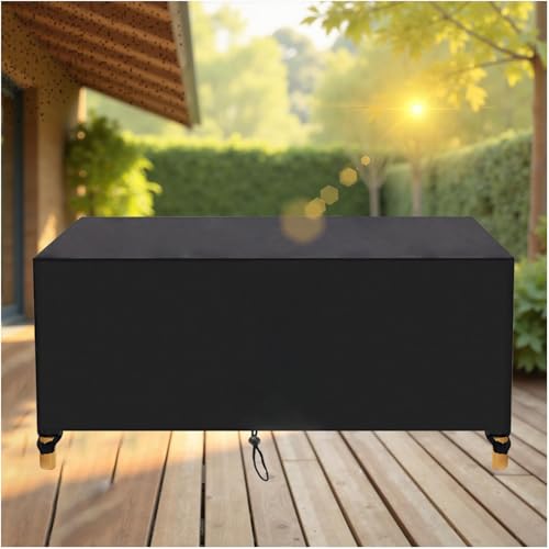 OUZUIU Gartenmöbel-Abdeckung Winterfest, 215x150x75cm/LxWxH 420D Oxford wasserdicht & Anti-UV, Winddicht, sonnenbeständig und lichtbeständig für Gartentisch/Sitzgruppe Rechteckig Color:Schwarz von OUZUIU
