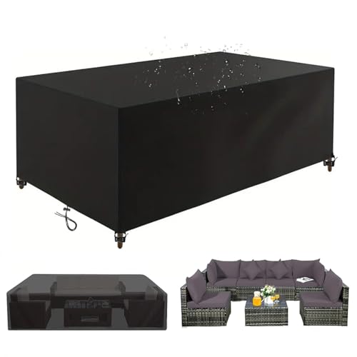 OUZUIU Gartenmöbel Abdeckung wasserdicht Schutz vor Kälte UV-Schutz Gartenmöbel 195x85x110cm/LxWxH 420D Oxford Gewebe Abdeckhaube Gartentisch Rechteckig, Schutzhülle Tisch für Gartentisch Sitzgruppe von OUZUIU