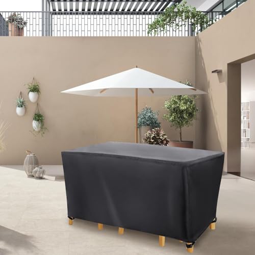 OUZUIU Gartenmöbelabdeckung rechteckig wasserdicht 130x55x60cm/LxWxH 420D Oxford-Gewebe | windfest, UV-beständig, regenfest | Schutzabdeckung für Lounge-Möbel & Gartentische von OUZUIU