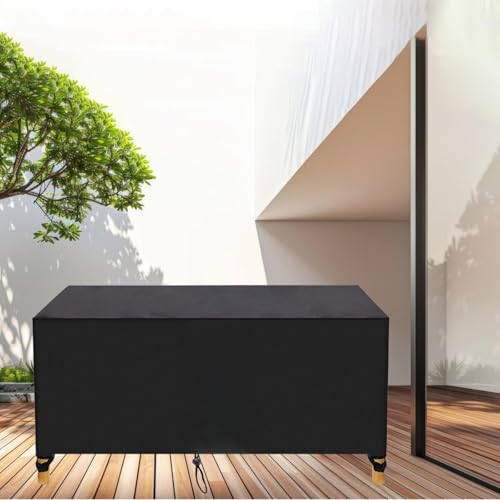 OUZUIU Gartenmöbelabdeckung rechteckig wasserdicht wintertauglich 210x115x110cm/LxWxH 420D Oxford-Gewebe | UV-beständig, regenfest, zerreifest Schutzabdeckung für Gartentische und Sitzgruppen von OUZUIU