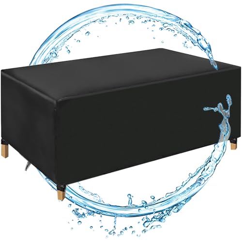 OUZUIU Gartentisch Abdeckung 150x90x76cm/LxWxH 420D Oxford Gewebe Reißfestigkeit Wasserdicht Winterfest & UV-Schutz Winddicht, Atmungsaktiv & Regenschutz für Terrasse, Balkon & Outdoor-Gartenmöbel von OUZUIU