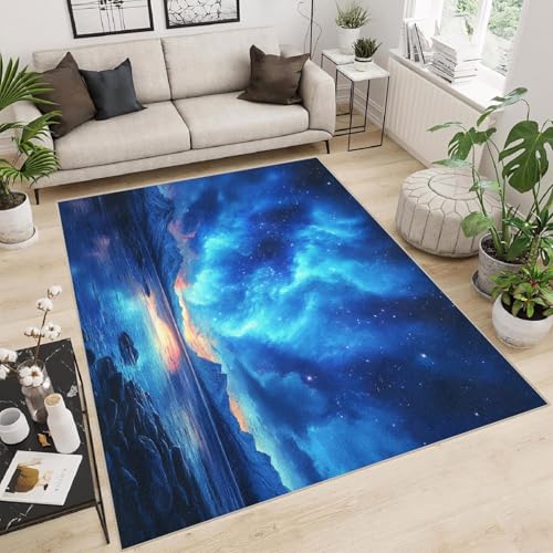 OUZUIU Kurzflor-Kaschmirimitat-Teppich - 3D-Sternenhimmel-Polarlicht-Wald-Fluss-Druck, weich, strapazierfähig & rutschfest, geeignet für Wohnzimmer, Badezimmer, Küche, Eingang 80x200cm Carpet OUZUIU Kurzflor-Kaschmirimitat-Teppich - 3D-Sternenhimmel-Polarlicht-Wald-Fluss-Druck, weich, strapazierfähig & rutschfest, geeignet für Wohnzimmer, Badezimmer, Küche, Eingang 80x200cm Carpet von OUZUIU