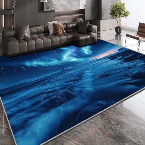 OUZUIU Kurzflor-Teppich Kaschmirimitat - Weicher & strapazierfähiger Sternenhimmel-Polarlicht-3D-Druck, rutschfeste Unterseite, geeignet für Wohnzimmer, Badezimmer, Küche, Eingang 60x240cm Carpet OUZUIU Kurzflor-Teppich Kaschmirimitat - Weicher & strapazierfähiger Sternenhimmel-Polarlicht-3D-Druck, rutschfeste Unterseite, geeignet für Wohnzimmer, Badezimmer, Küche, Eingang 60x240cm Carpet von OUZUIU