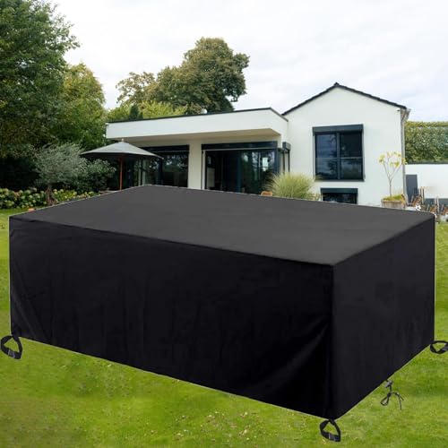 OUZUIU Rechteckige Gartenmöbel-Abdeckung 180x50x50cm/LxWxH 420D Oxford-Gewebe, wasserdicht, Winddicht, UV-geschützt & staubdicht, für Gartensets, Terrassenmöbel & Gartentische, schwarz von OUZUIU