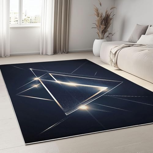 OUZUIU Teppich Schlafzimmer Wohnzimmer Rutschfestes Kaschmir-Imitat Geometrisches Dreieck Waschbarer Teppiche Balkon Terrasse Küchen Bodenmatte Fußmatte Faltbar 80x250cm Carpet von OUZUIU