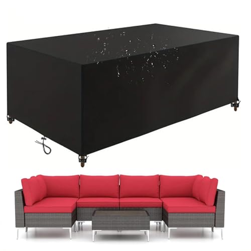 OUZUIU Wasserdicht Gartentisch Abdeckung Gartenmöbel Winterfest Schutzhülle Gartenmöbel Anti-UV 170x150x120cm/LxWxH 420D Oxford Gewebe Abdeckplane für Terrassenmöbel Lounge Sofa reißfest von OUZUIU