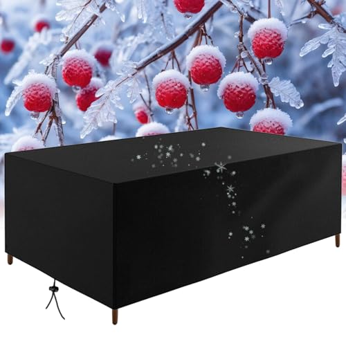 Winter Gartenmöbel Abdeckung 220x175x60cm/LxWxH 420d Oxford Outdoor Patio Abdeckung Wasserdicht Reißfest Für Heavy Duty Garten Abdeckungen Mit Kordelzug Schnallen Regenfest Und Kältebeständig von OUZUIU