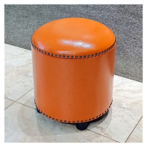 OUZVI Fußhocker upholste Fußhocker Kleiner Hocker Spielzeug und Kleidung Aufbewahrung Hocker Rund Hocker Wohnzimmerhocker Schuhhocker Sitzhocker Lederhocker Nietendesign Beistelltisch Sitz Schuhhocker von OUZVI