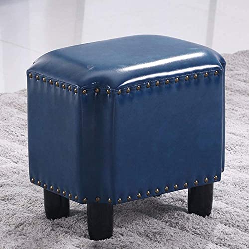 OUZVI Massivholz-Fußhocker, gepolsterter Sitz, Fußstütze, Hocker, kleiner rechteckiger Couchtisch, Cocktailhocker, rot, leicht zu reinigendes Kunstleder, maximale Belastung 200 kg von OUZVI