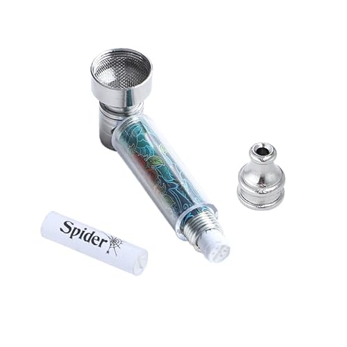 Pur-Pfeifen Set für Rauchen mit Aktivkohlefilter | +5 Edelstahlsiebe +1 Aktivkohlefilter | Metallpfeife | Abschraubbares Mundstück | Leichte Reinigung | Smoking Pipe Pfeife Glas-Optik | Tabak (Blau) von OVADA