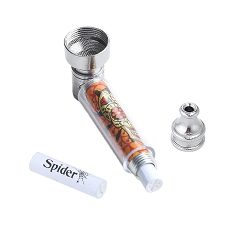 Pur-Pfeifen Set für Rauchen mit Aktivkohlefilter | +5 Edelstahlsiebe +1 Aktivkohlefilter | Metallpfeife | Abschraubbares Mundstück | Leichte Reinigung | Smoking Pipe Pfeife Glas-Optik | Tabak (Orange) von OVADA