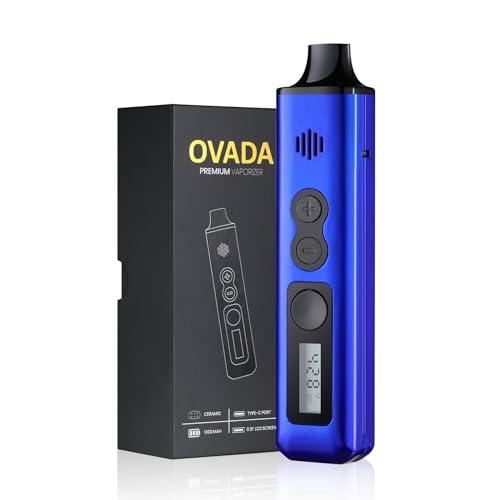 Vaporizer Verdampfer Kit mit Bildschirm | Keramik Kammer + USB-C Schnelladekabel | Handlich Tragbar + Großer Temperaturbereich | Temperaturregelung in °C und °F | Dampf Kräuter Dry Herb (Blau) von OVADA