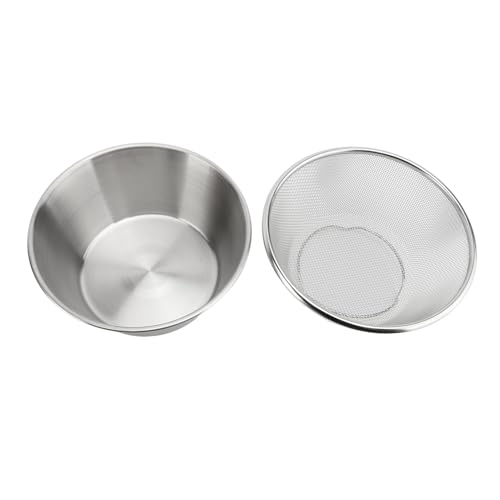 OVAQUIXI Küchensieb aus Edelstahl mit Rührschüssel-Set, 16 cm, Tragbares Sieb für Reis, Obst, Gemüse OVAQUIXI Küchensieb aus Edelstahl mit Rührschüssel-Set, 16 cm, Tragbares Sieb für Reis, Obst, Gemüse von OVAQUIXI