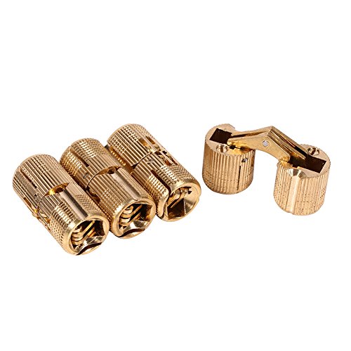 OVAQUIXI 4 Stück/Packung Scharnier Kupfer Versteckt Unsichtbar für Schrankmöbel Arbeitsplatten Projekt 10, 12, 14, 16 Mm (16mm) von OVAQUIXI
