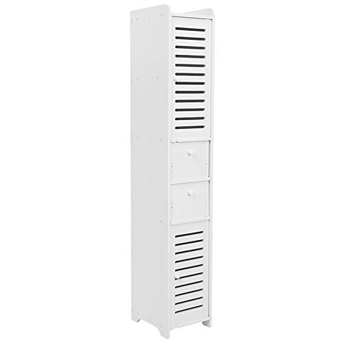 OVAQUIXI Badezimmerspeicherschrank, 3 Fächer mit 2 Schubladen, Wasserdicht und Langlebig, Einfaches Design für Home Toilettenschlafzimmer Küche Wohnzimmer, Großer Raum, Leicht Zugänglich, weiß weiß von OVAQUIXI