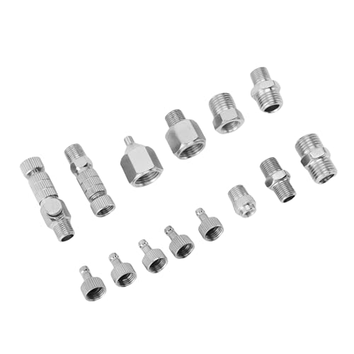 OVAQUIXI Edelstahl -Trennungs -Kit, 14 pcs Druckwaschadapter Adapter Set mit Männlichem Gewinde Schnellanschluss für Luftkompressor, Schnelle Stecker Gartenschlauch von OVAQUIXI