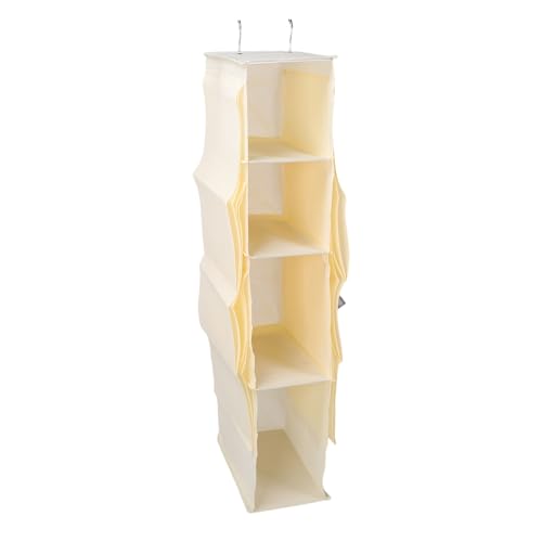 OVAQUIXI Hanging Handtasche Aufbewahrung, Geldbeutelbeutel Organizer Nicht -verwobene Stoffe Kleiderschrank Falten Platz Sparend Hängende Regal Staubdestell 10 Taschen 4 Schichten (Beige) von OVAQUIXI