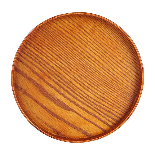OVAQUIXI Holz Servierschale Holzplatte Tee Food Server Geschirr Wasserplatte für Küche ESS Frühstück Serving (33cm Durchmesser) von OVAQUIXI