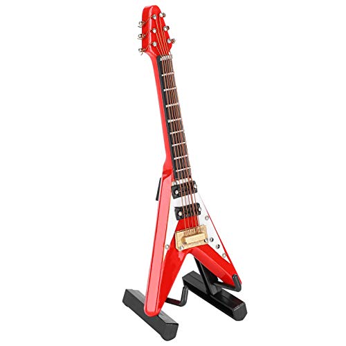 OVAQUIXI Mini -Gitarren -Ornamente LIFELISCHE MINIATUR VSHAPED MODELL für Einzigartige Geschenke, Holzmaterial Rot 10 Cm von OVAQUIXI