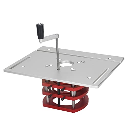 OVAQUIXI Router Lift Manual Router System Kit für Hohe Genauigkeit Holzbearbeitung mit Kurbelgriff Aluminiumlegierung Edelstahl Grundplatte 51 Mm Hebelehöhe (SILVER) von OVAQUIXI