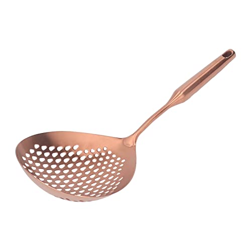 Schaumkelle, Schaumlöffel, 304 Edelstahl, Langer Griff, Großer Durchfluss, Schaumlöffel, für Pommes Frites, Gemüse, Fleisch, Trennt Heißes Öl oder Kochendes Wasser (Roségold) von OVAQUIXI