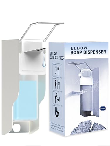 Desinfektionsspender 1000 ML Seifenspender Wandbefestigung Eurospender Metall Desinfektionsspender mit Ellbogendruck für Desinfektionsmittel und Handseifen, Weißer Seifenspender (Aluminium) von OVAS HOO