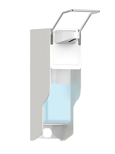 OVAS HOO Eurospender 500 Ml Desinfektionsspender Wand Aluminium Seifenspender Wandbefestigung Mit Ellbogendruck Für Desinfektionsmittel Und Handseifen, Weißer Seifenspender von OVAS HOO