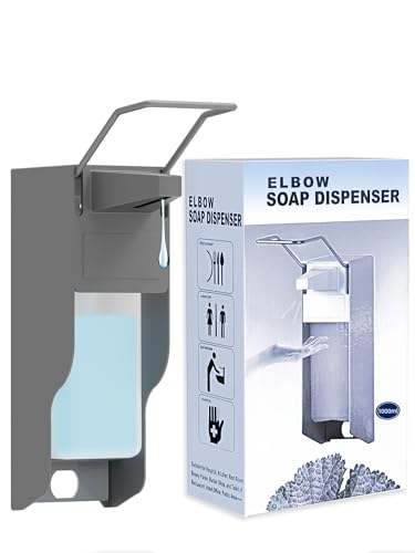 Desinfektionsspender 1000 ML Seifenspender Wandbefestigung Eurospender Metall Desinfektionsspender mit Ellbogendruck für Desinfektionsmittel und Handseifen, Grau Seifenspender (Aluminium) von OVAS HOO