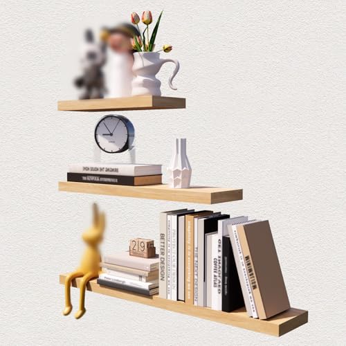 OVAS HOO Wandregal Holz, Regalbrett 3er-Set, Wanddeko Holz Wand Deko, Schweberegal Regale für Wohnzimmer, Küche, Arbeitszimmer,Kinderzimmer - Beige OVAS HOO Wandregal Holz, Regalbrett 3er-Set, Wanddeko Holz Wand Deko, Schweberegal Regale für Wohnzimmer, Küche, Arbeitszimmer,Kinderzimmer - Beige von OVAS HOO