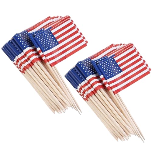 200 Stücke Amerikanischer Zahnstocherflagge, Flagge Für Lebensmitteldekoration, Partydekoration, Geeignet Für Früchte, Kuchen, Cocktails von OVDGWC