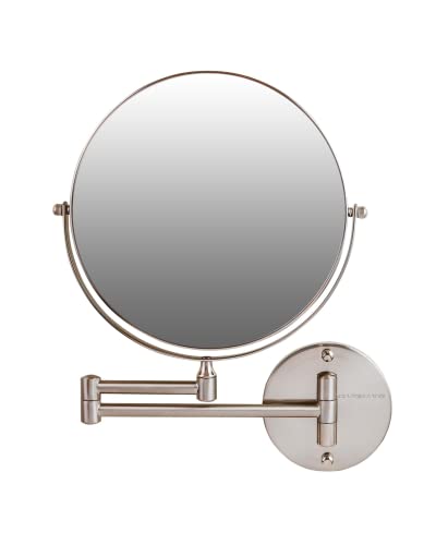 Ovente MNLFW90BR1X10X Kosmetikspiegel, doppelseitig, ausziehbar, 22,9 cm, 1-fache Vergrößerung, 10-fache Vergrößerung, ohne Verzerrung, 360-Grad-Rotation, Nickel-gebürstete Oberfläche von OVENTE