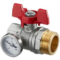 Oventrop - Kugelhahn, Roter Griff mit Thermometer, 3/4' Innengewinde x 1' Außengewinde, flachdichtichtend Oventrop - Kugelhahn, Roter Griff mit Thermometer, 3/4' Innengewinde x 1' Außengewinde, flachdichtichtend von OVENTROP