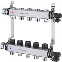 Edelstahl-Verteiler 9 Heizkreise mit integriertem Reguliereinsatz - Oventrop von OVENTROP