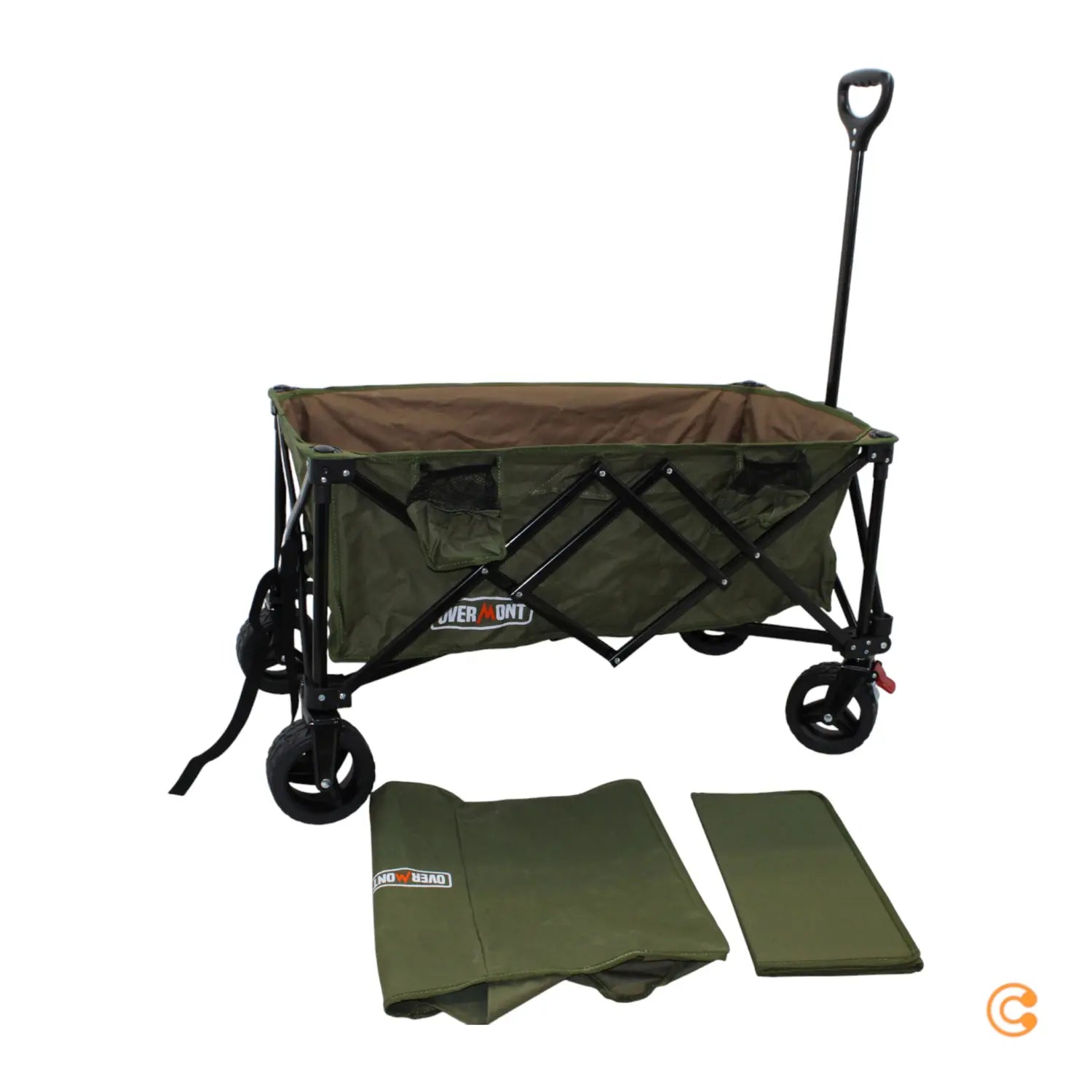 B-Ware Overmont Bollerwagen Wagen Faltbar Alle Gelände 150 I Outdoor Transportwagen Grün von OVERMONT