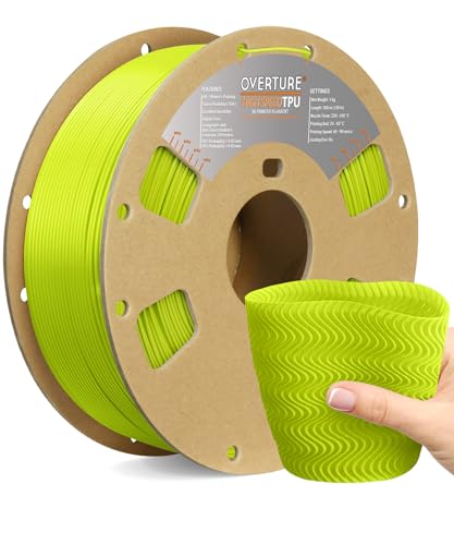 OVERTURE TPU Filament 1.75 mm, Hohe Geschwindigkeit TPU 3D-Drucker Filament, 95A 1kg Spule (2.2 lbs) Super Speedy TPU Filament für High Speed Drucker (Grasgrün) von OVERTURE
