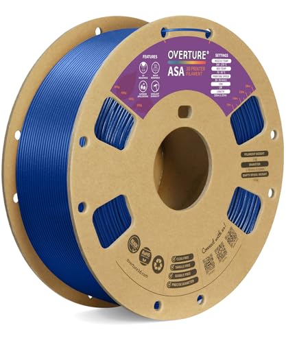 OVERTURE ASA Filament 1.75mm, Spule 1kg (2.2lbs), Maßgenauigkeit +/- 0.03 mm, für 3D Drucker (Diamantblau) von OVERTURE