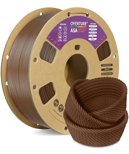 OVERTURE ASA Filament 1.75mm, Spule 1kg (2.2lbs), Maßgenauigkeit +/- 0.03 mm, für 3D Drucker (Braun) von OVERTURE