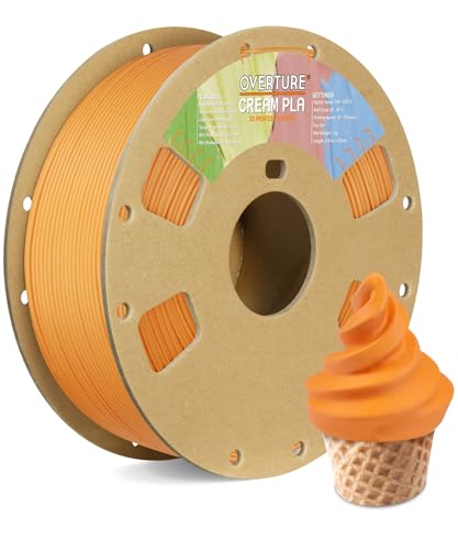 OVERTURE Creme PLA Filament, Pappspule, Premium PLA 1kg (2.2lbs), Maßgenauigkeit 99% Wahrscheinlichkeit +/- 0.03mm, Fit die meisten FDM Drucker (Creme Orange) von OVERTURE