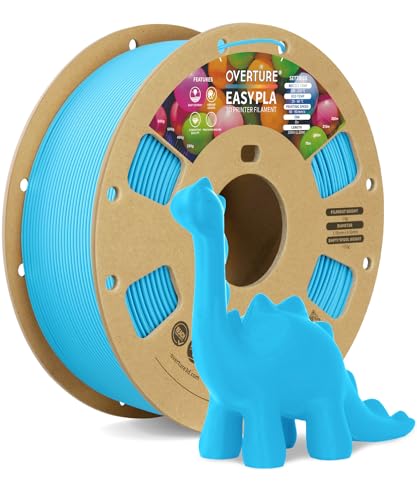 OVERTURE Easy PLA 1.75 mm 3D Druckerfilament, 1kg (2.2 lbs), Verstärkt Zähigkeit PLA, Maßgenauigkeit +/- 0,02 mm (Easy Himmelblau) von OVERTURE