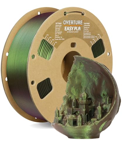 OVERTURE Easy PLA 1.75 mm 3D Druckerfilament, 1kg (2.2 lbs), Verstärkt Zähigkeit PLA, Maßgenauigkeit +/- 0,02 mm (Shimmer Bronze) von OVERTURE