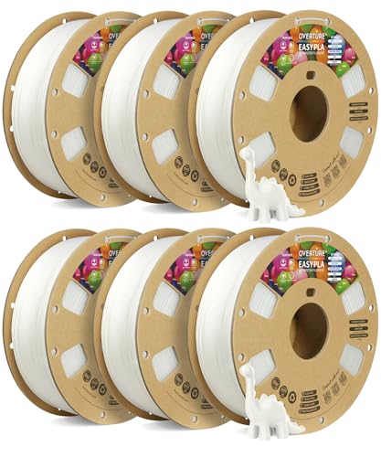 OVERTURE Easy PLA 1.75 mm 3D Druckerfilament, 6kg (13.2 lbs), Verstärkt Zähigkeit PLA, Maßgenauigkeit +/- 0,02 mm (Easy Weiß 1kg*6) von OVERTURE