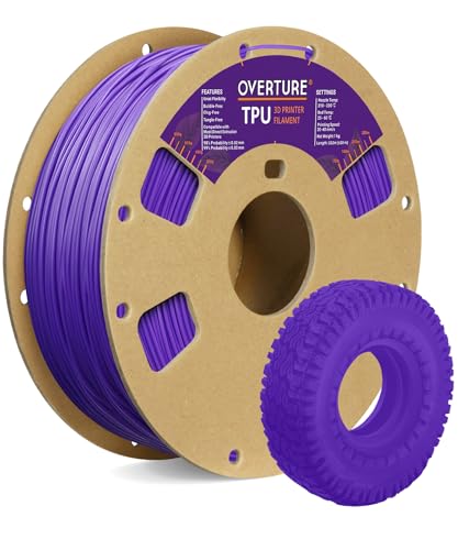 OVERTURE TPU Filament 1.75 mm, Flexible TPU Rolle Weiches 3D-Drucker Filament, 95A 1kg Spule (2.2 lbs), Maßgenauigkeit +/- 0,02 mm (Lila) von OVERTURE